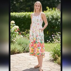 NWT Mister Zimi Women's Sophie Midi White Meadow Dress Sizes-8 & 10